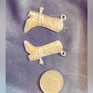 Sterling silver cowboy boot charm or earrings